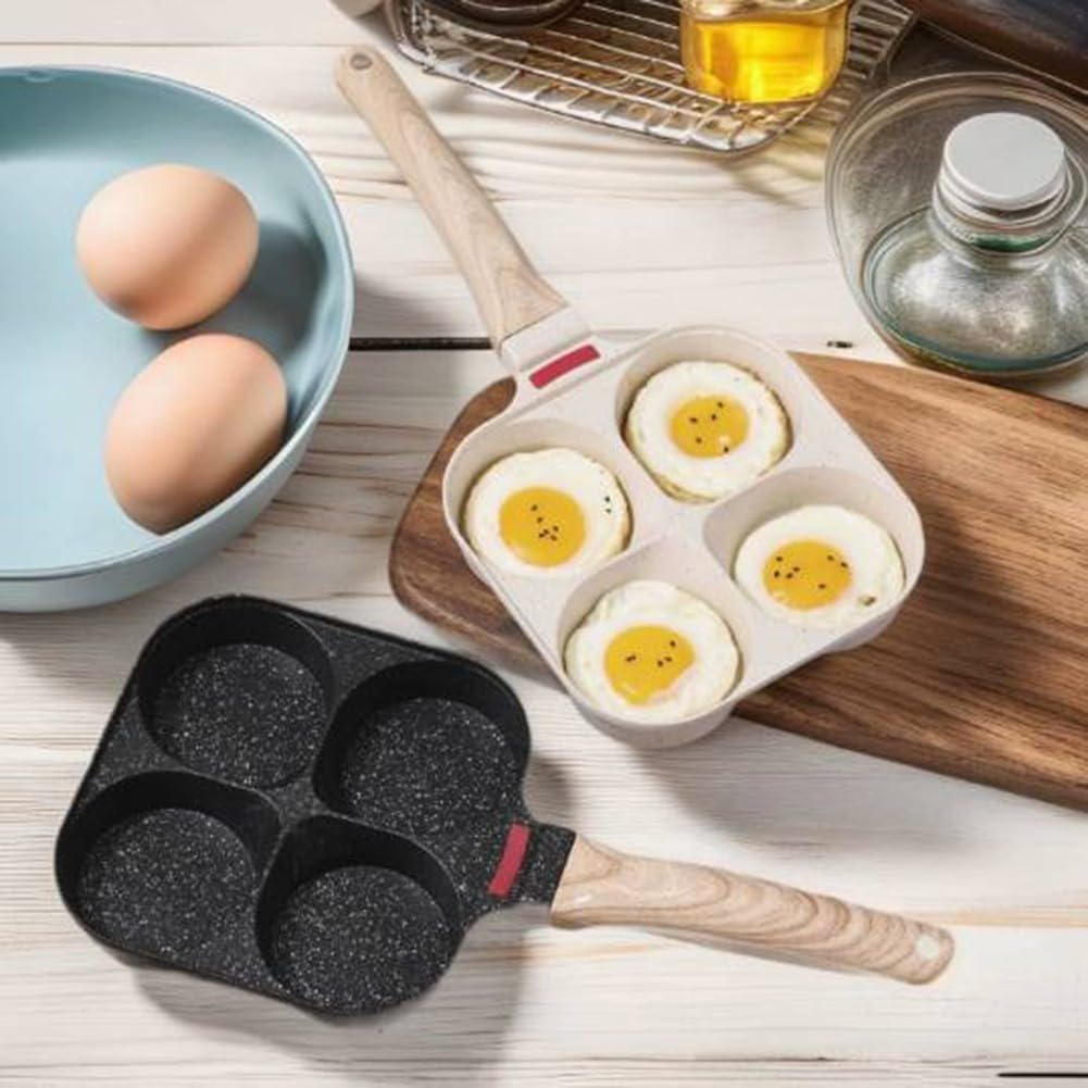 Sartén de aluminio para 4 tazas con antiadherente, perfecta para cocinar deliciosos platos de desayuno rápidamente (cuatro agujeros negros)