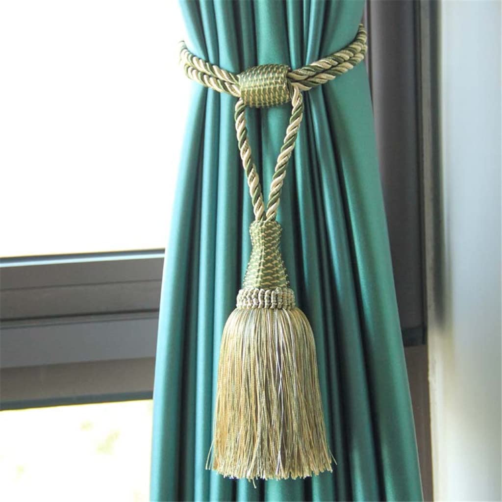 Générique 2 Pcs Glands Rideau Embrasse Or Boule Suspendue Tresse Corde Fenêtre Drapé Chambre Accessoires Rideaux Titulaire Boucle Sangle (Couleur : A, Taille (A comme Le Montre l'image)