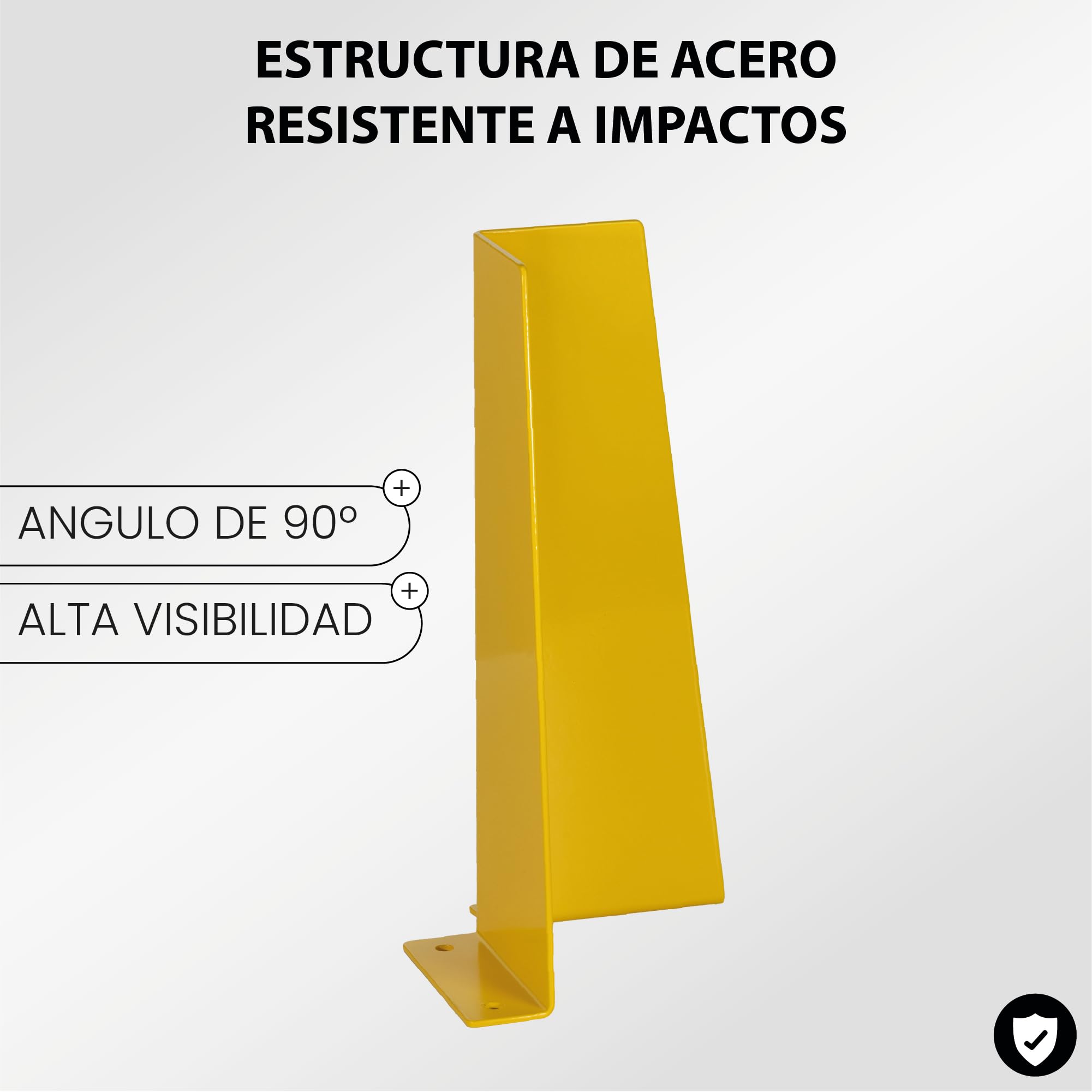 Protector Metálico Esquinero para Almacenes y Parkings | Protege Postes, Estanterías y Columnas | Acero Alta Visibilidad 400 mm | Protección Industrial Antigolpes con Fijación Segura al Suelo