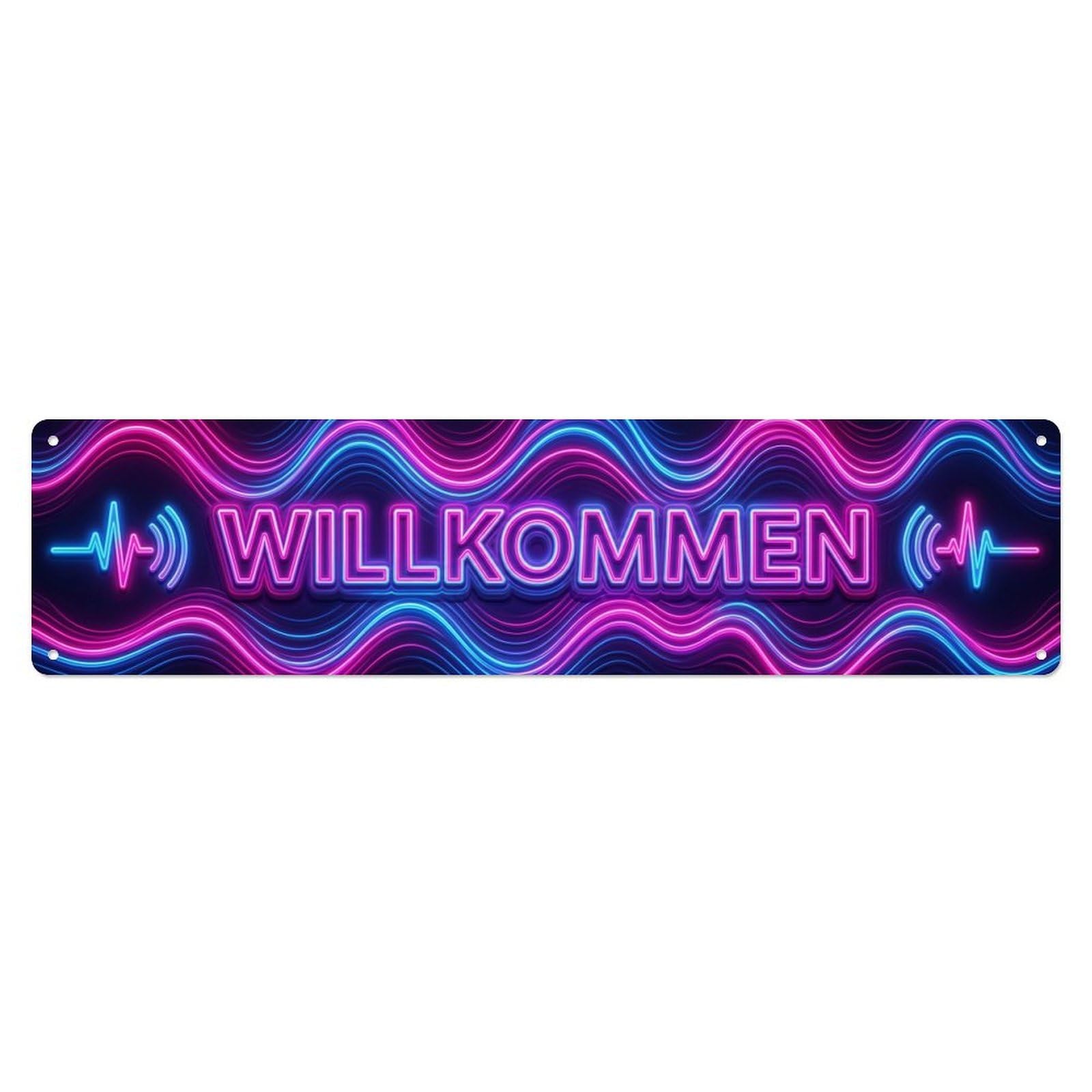 Neon Neon Pulse Wave Rhythm Welcome Metal Tin Sign