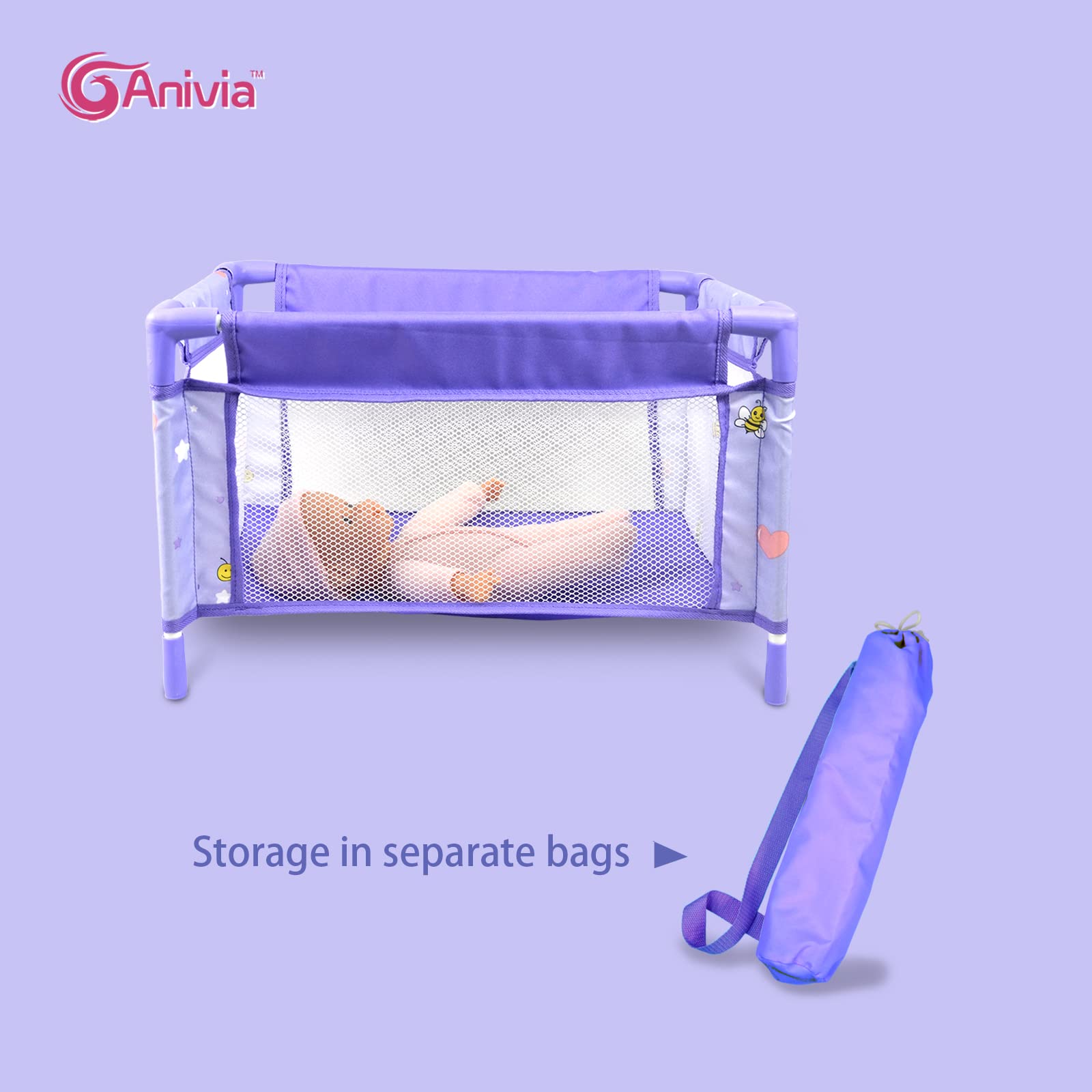 Anivia Seggiolone Baby Doll, Seggiolone Bambole Fino a 16'' (DB002A-EU-PURPLE)