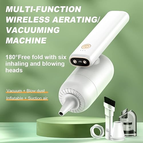 Miniatura 5 de Limpiadores de computadora, teclado de automóvil, limpiador de PC, soplador de aire eléctrico con aspiradora inalámbrica, luz LED, plumero de aire