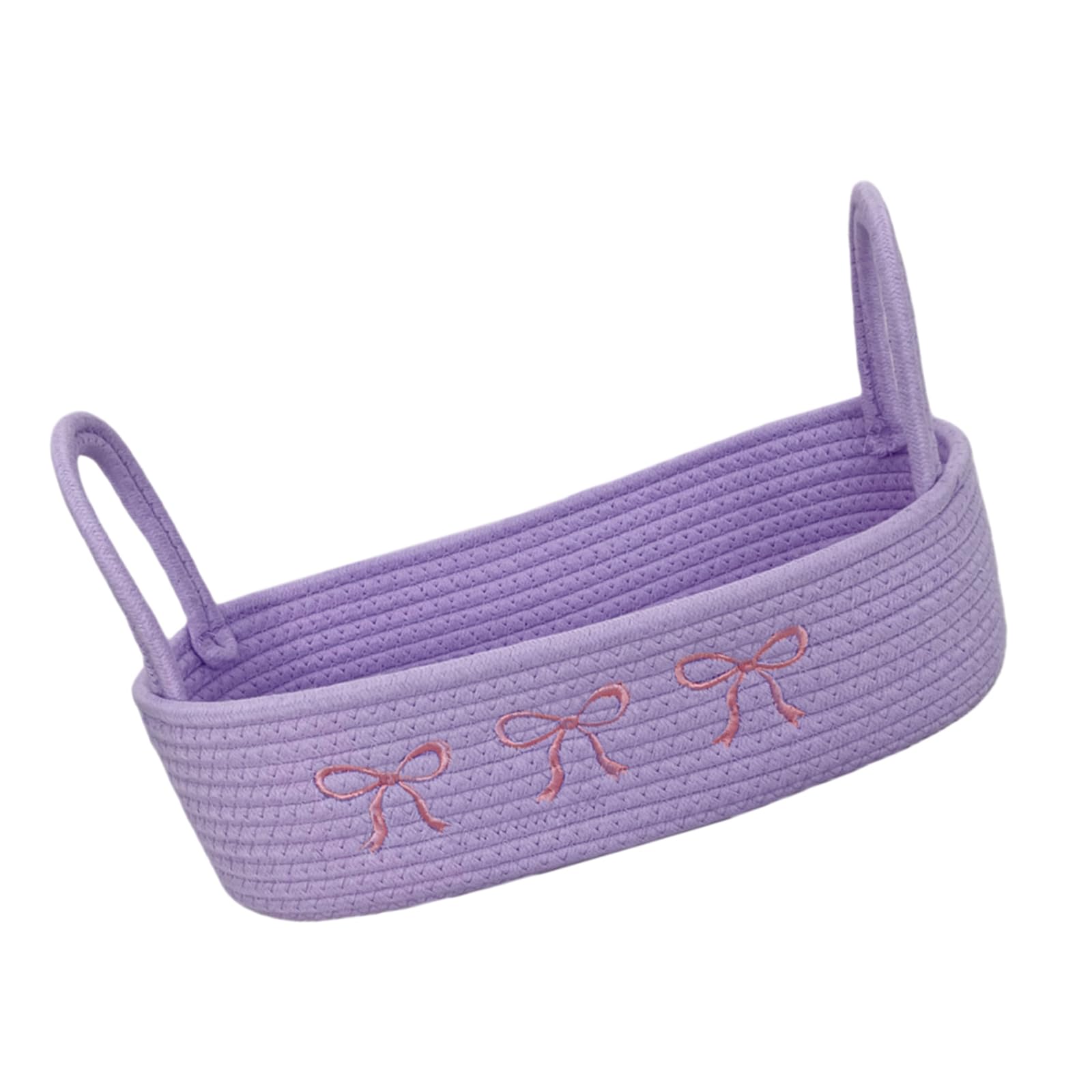 Multifunctional Bowknot Woven Basket Cotton Materials Spacious Organizers for CDs Remote Control Stationery Bowknot Woven Basket