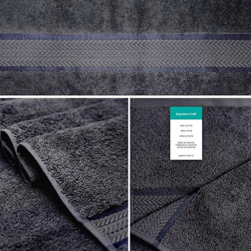 Luxury Bath Towels | 100% Pure Cotton | Super Soft Highly Absorbent, No Fading, Fast Drying | Gym, Swimming, Yoga, Travel | Towel Set For Bathroom | Set Of 4 | Size 27 X 54 Inch (Grey/Steal Blue) #TOP1