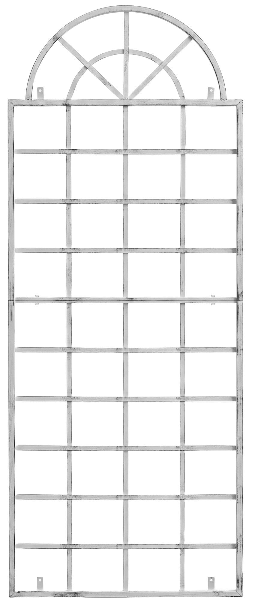 CLP Set De 2 Rejas Viva para Plantas Trepadoras I Dos Soportes Metálicos para Enredaderas I Vallas De Pared, Color:Blanco Envejecido