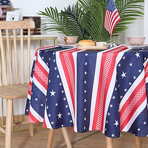 LUSHVIDA American Striped Rectangle Table Cloth, Polyester Stars ...