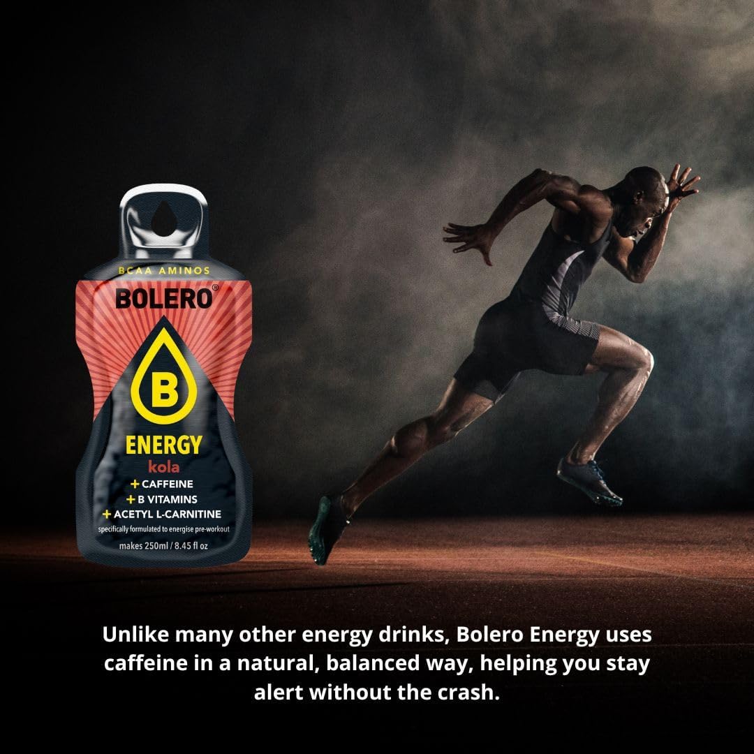 Bolero Energy | Sugar-Free Powder Drink | Vegan & Gluten-Free | For Active Lifestyles (12x7g, Green Iced Tea)