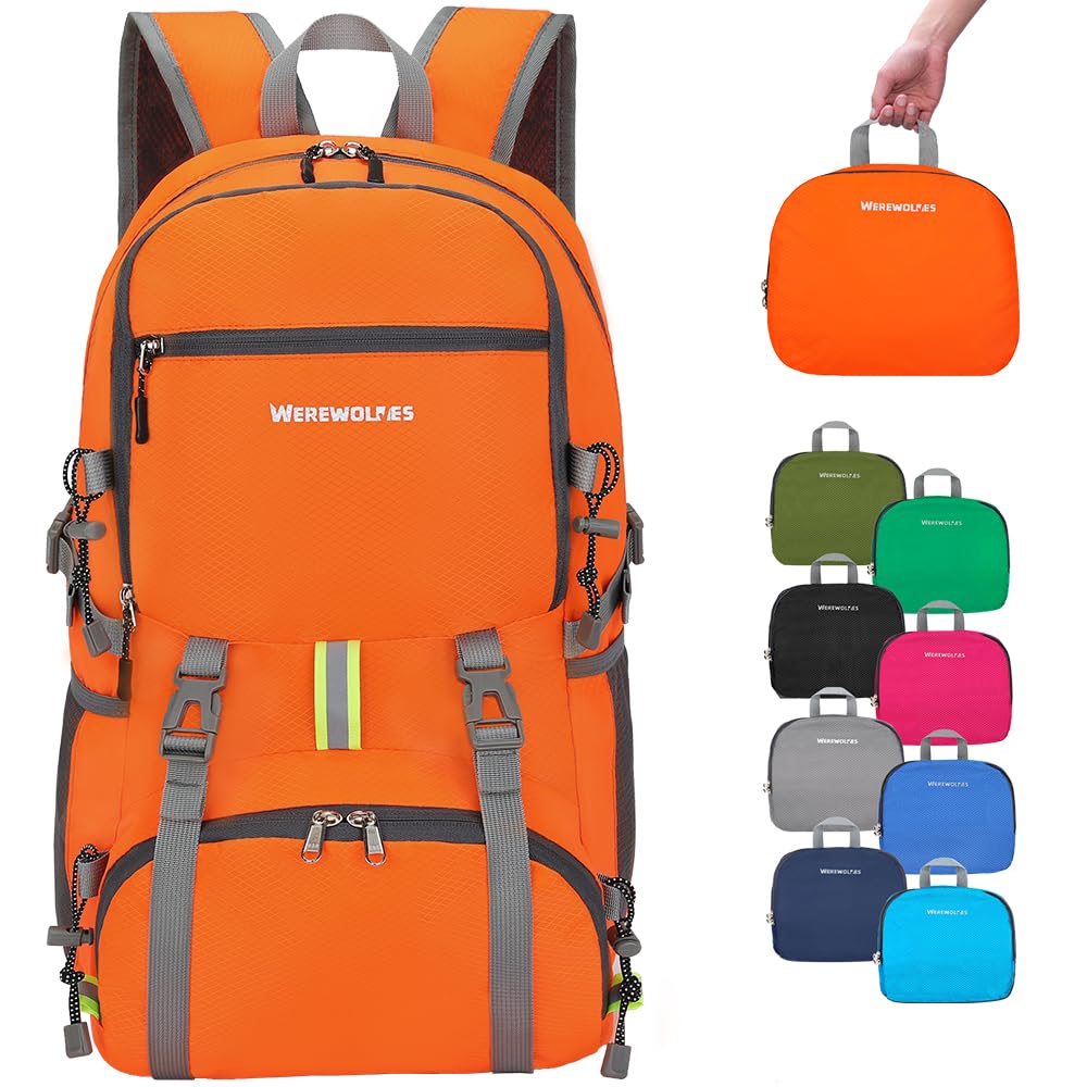 WEREWOLVES 20/35L Lightweight Hiking Backpack, Ultralight Water Resistant Packable Daypack for Women Men