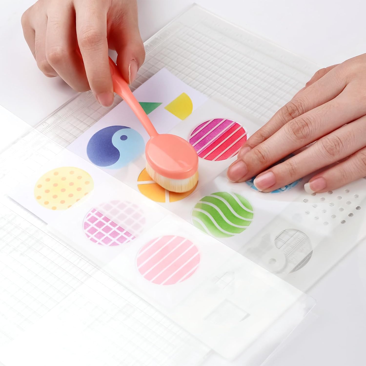2Pcs A4 Clear Craft Mat for Stencil Stamp, Photopolymer Sticky Mat for Crafts, Sticky Grip Mats for Card Making, Reusable Multi-Use Non-Slip Low Tacky Mats to Hold Cardstock in Place When Stamping