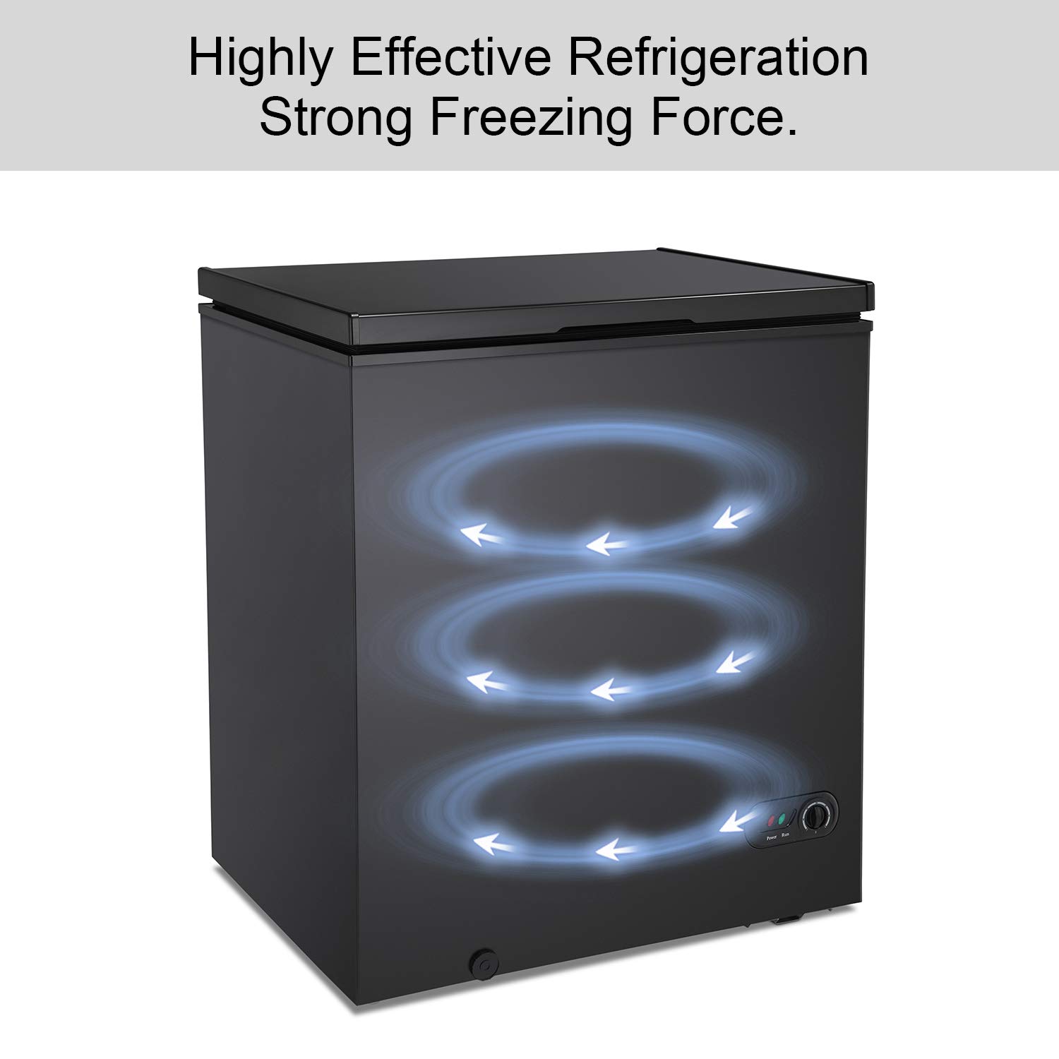 R.W.FLAME Chest Freezer, Deep Freezer 5.0 Cu.ft. w/Removable Basket, Adjustable Temperature, Energy Saving, Top Open Door Compact Freezer, Black on Fridge.com