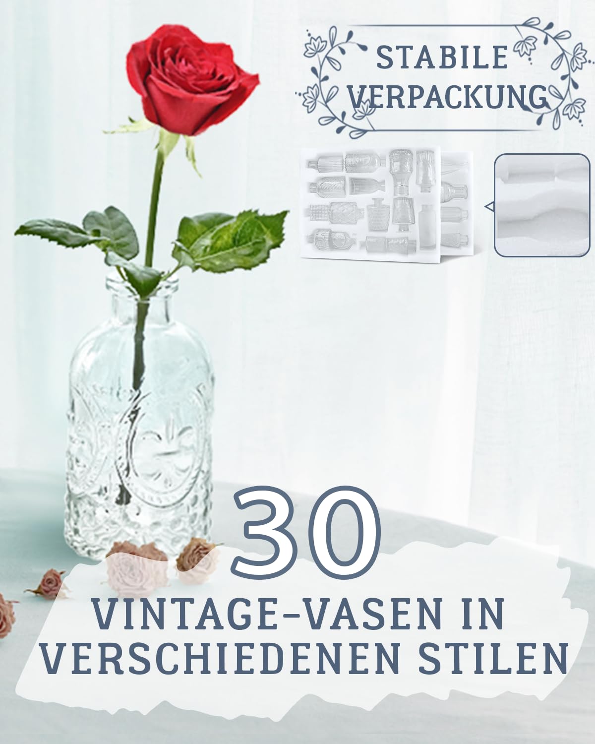 klare Glasvasen 30 Stück, kleine Glasvase für Blumen, Mini-Blumenvasen