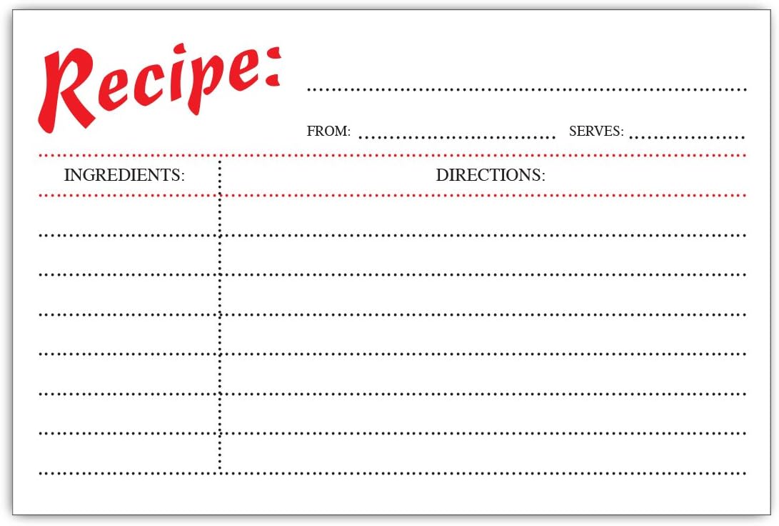 Guajolote Prints Retro Style Recipe Cards, 4 X 6 Inches, 40 Count, 2 Sided