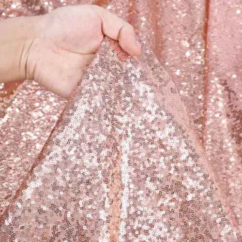 Image of Rectangle Sequin Tablecloth Party Decor: 50x80 Inch Blush Pink Table Cloth | Glitter Fabric Overlay for Indoor Outdoor Dining Bridal Baby Shower Wedding Parties Home