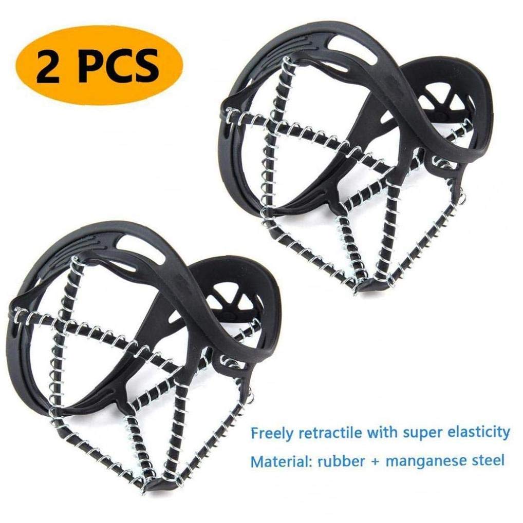 Poignées de Traction Bottes de randonnée antidérapantes Chaussures Crampons Crampons à Glace pour Sports de Plein air Alpinisme Marche Jogging Randonnée Noir 1 Paire
