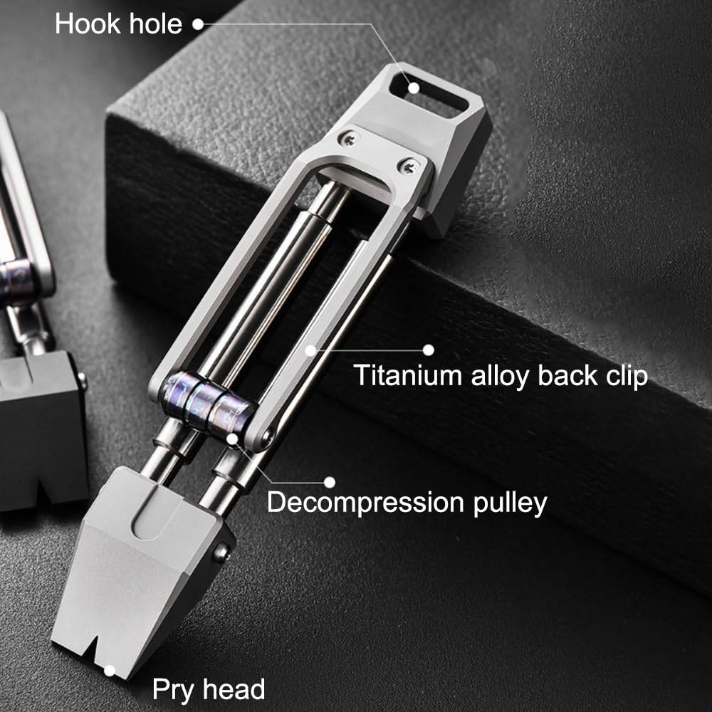 Titan Pry Bar, Brechstange, Pocket Titan-Stemmeisen mit Taschenclip und Dekompressionsrolle für Outdoor-Aktivitäten, Camping