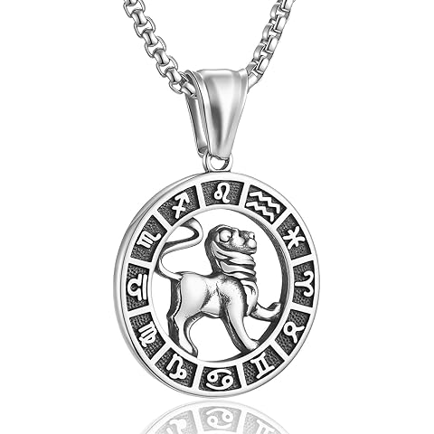 Zodiac Sign Necklaces for Men Women Stainless Steels Leo Libra Aries 12 Constellati...