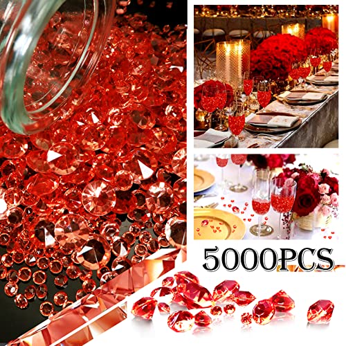 TOAOB 5000 Pieces 3 mm Red Diamond Scattering Diamonds Crystals Decorative Wedding Stones Crystal Table Confetti Table Decoration - Image 3