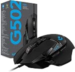 Logitech G502 Hero High Performance Wired Gaming Mouse, Hero 25K Sensor, 25,600 DPI, RGB, Adjustable Weights, 11 Programmable Buttons, On-Board Memory, PC/Mac, Black