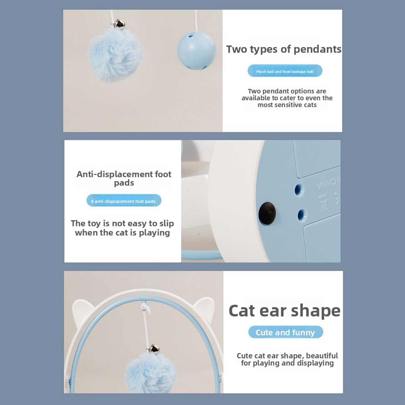 Interaktives Ball-Katzenspielzeug mit Glocke, Perpetual Motion, schwingender Leckerli-Spender, Katzenspielzeug für Hauskatzen, Kätzchen, Kunststoff, 8,46 x 4,53 x 6,50 Zoll