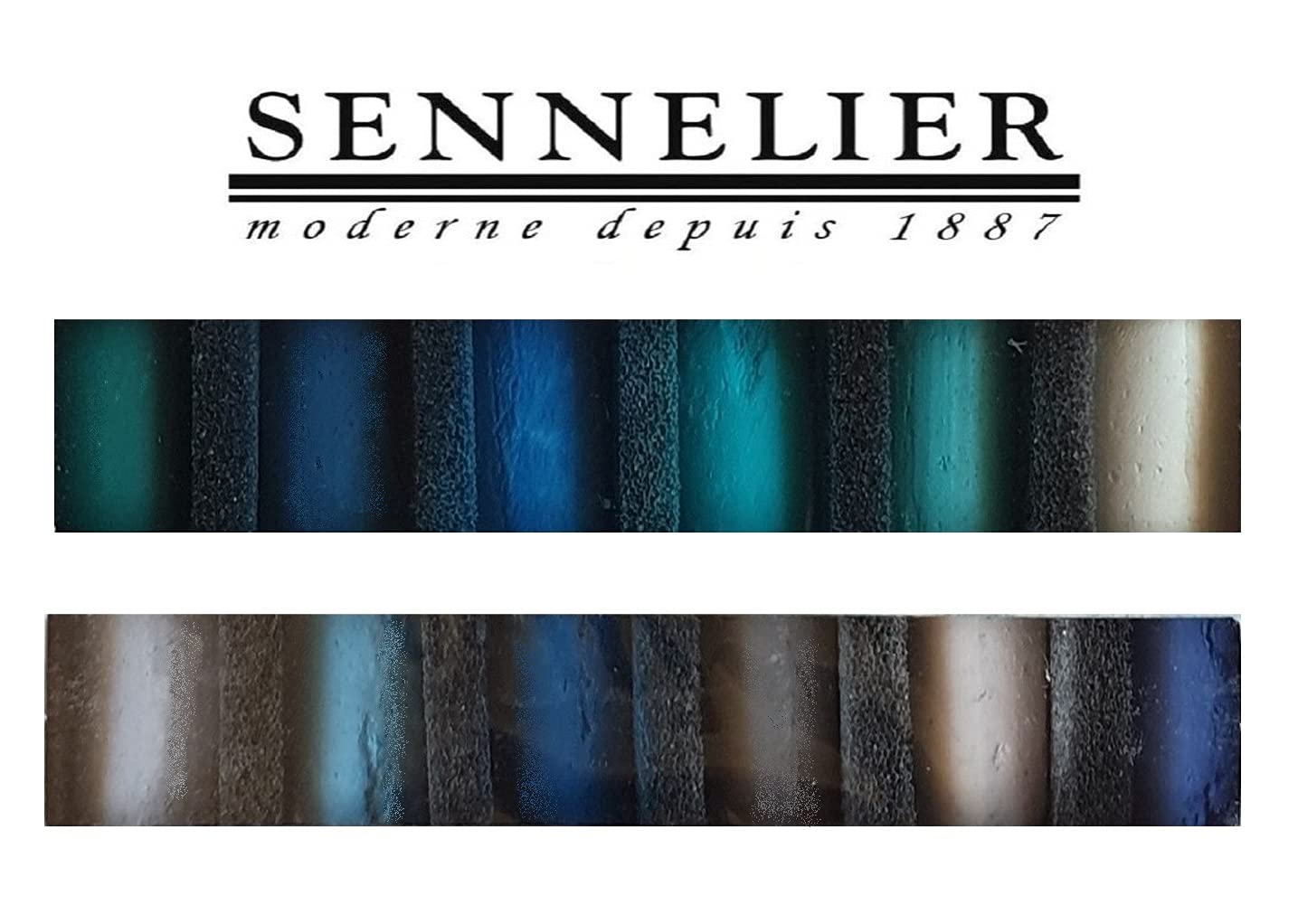 Sennelier ensemble de Pastel secs 12 demi pastels. pastels tendres - La Mer et Le Ciel + 1 Estompe