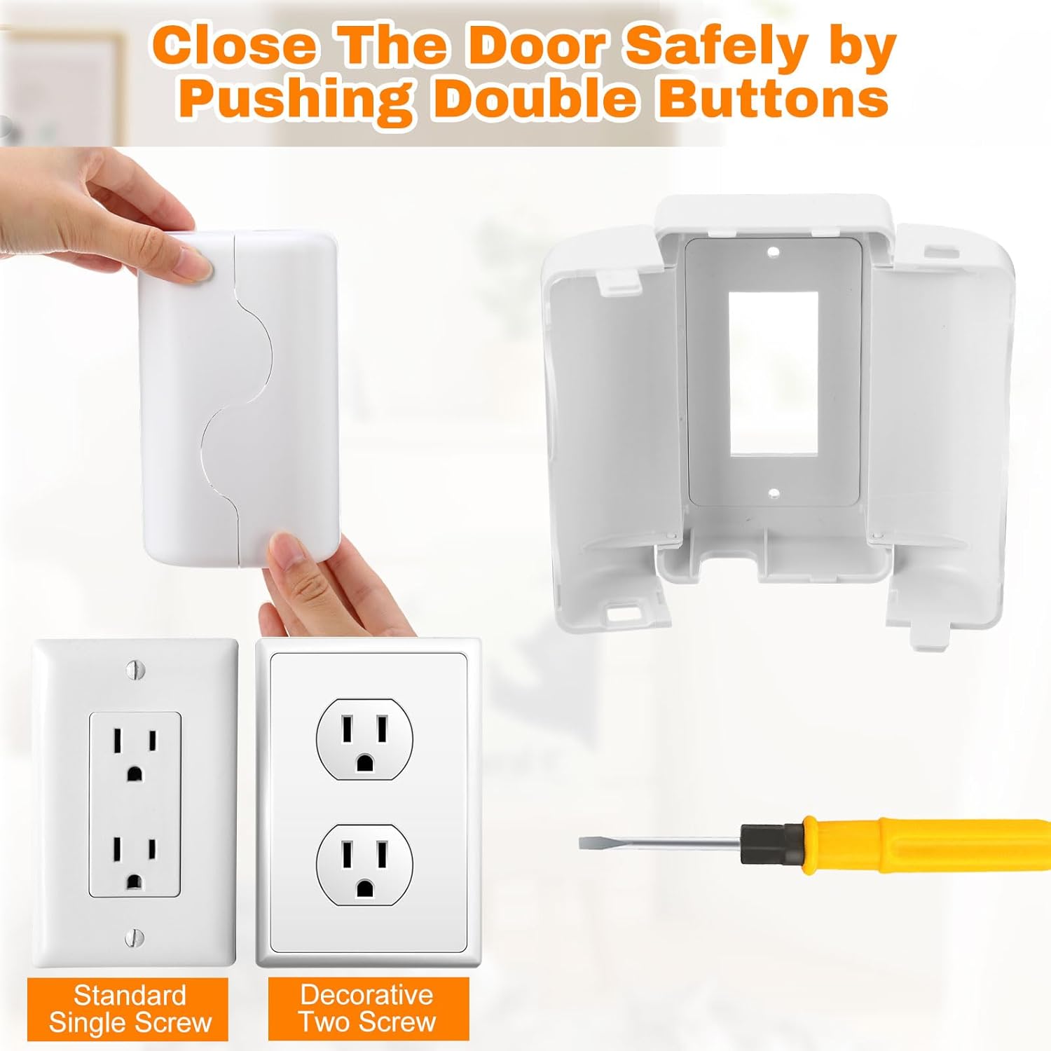 8 Pack Safety Outlet Cover Box Wall Outlet Cover for Baby Proofing Extra Large Electrical Plugs and Adapters Receptacle Box Receptacle Protector with Childproof Lock & Cable Management