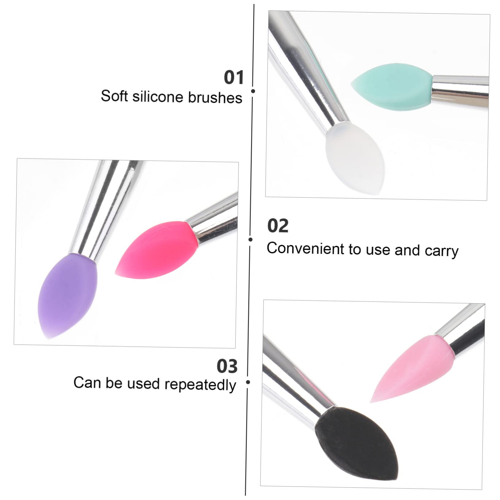 PACKOVE 6Pcs Large Silicone Eyeshadow Brush Multifunctional Eye Makeup Applicator Durable and Skin Friendly Tools Mixed Colors for Professional and Travel Use