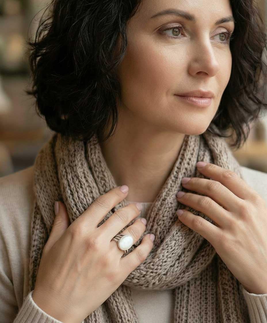 Boho Gioielli Fatti a Mano Robusto Gemma Naturale Labradorite, Corniola, Quarzo Rosa, Cristallo Ovale Anello Placcato Argento Sterling 925 Da Donna