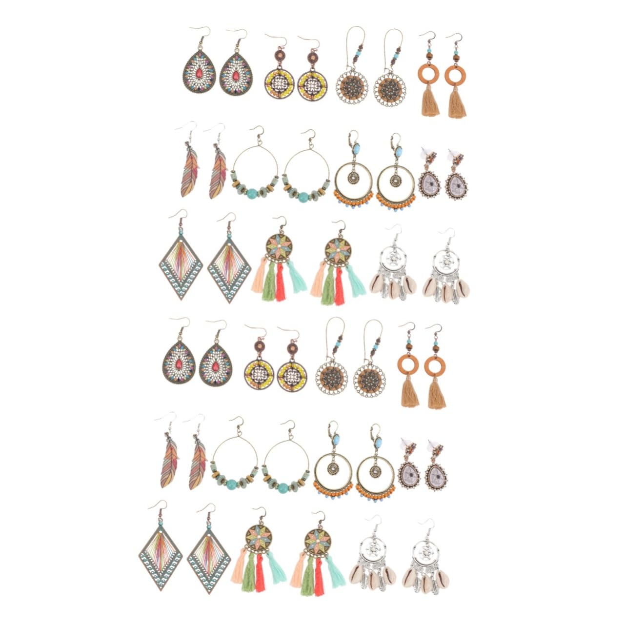 SHERCHPRY 22 Pares Pendientes Bohemios De Mujer Pendientes De Concha De Mar Para Mujer De Niña Medallones Para Decoración De Conchas Marinas Peine De Flujo (poliéster)