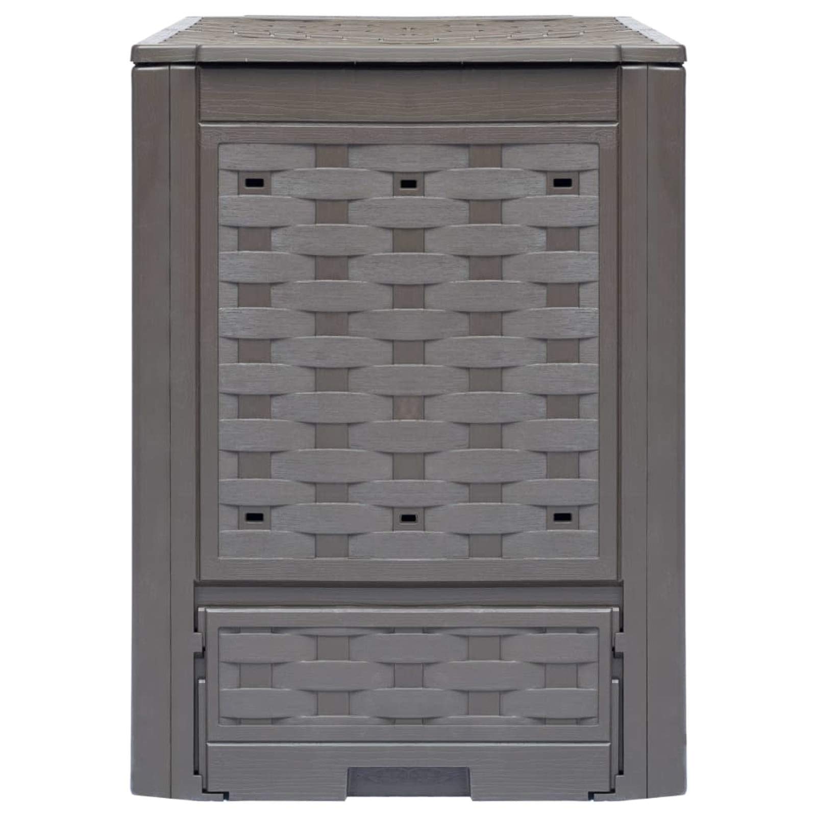 Compostiera Giardino Marrone 60x60x83 cm 300 L Rattan Plastica,Compostiera da Giardino,Compostiera Domestica
