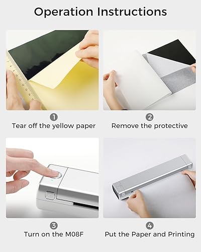 Miniatura 7 de Phomemo M08F - Impresora inalámbrica de plantillas de tatuaje, máquina térmica de tatuaje compatible con papel de transferencia de 8.5 x 11