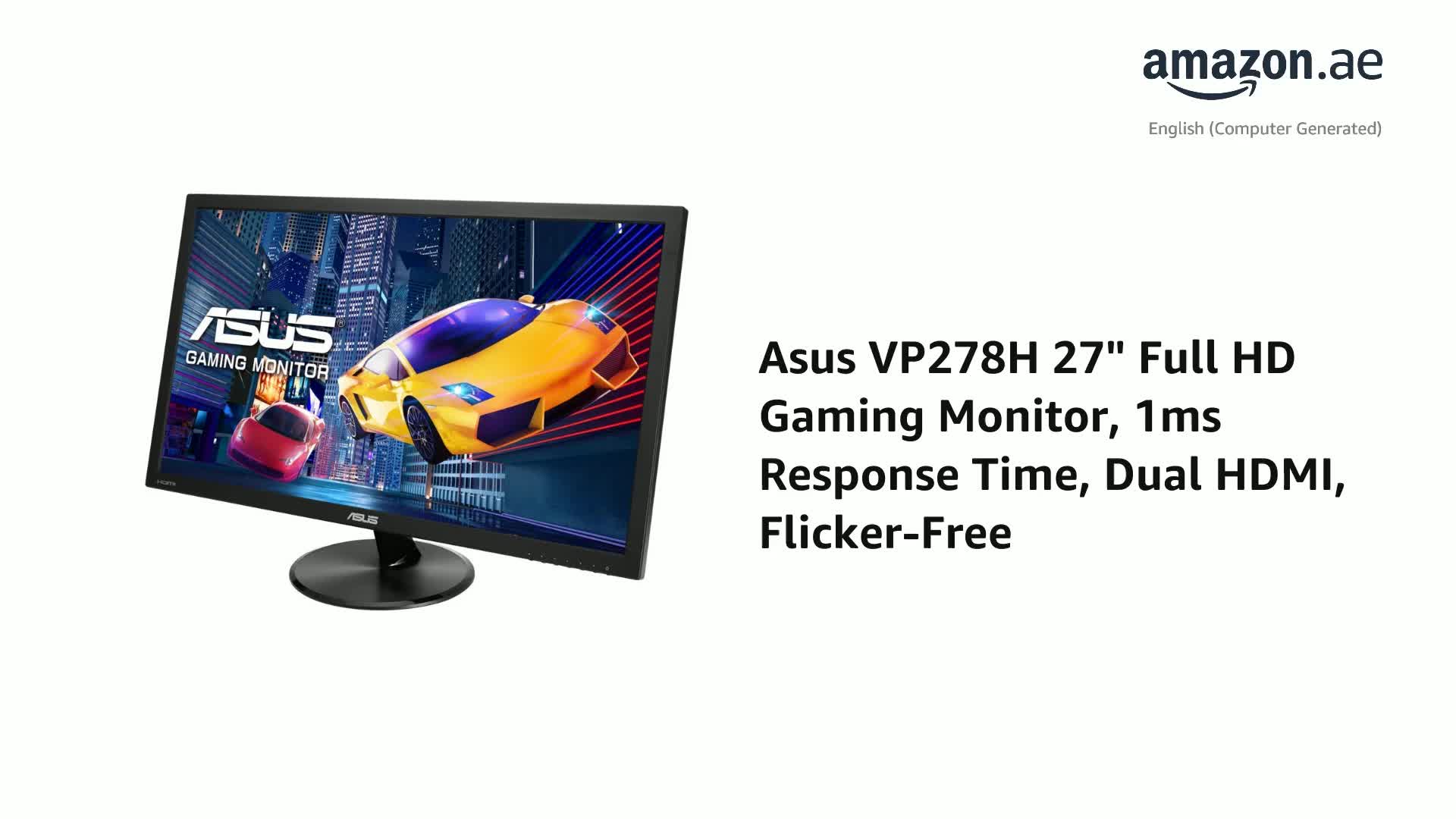 Asus VP278H Gaming Monitor - 27 Fhd (1920X1080) : Amazon.ae