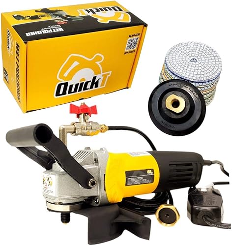 QuickZ SPW702A - Pulidora húmeda para encimera de hormigón, lijadora de velocidad variable, pulidora de piedra de granito, kit de herramientas de