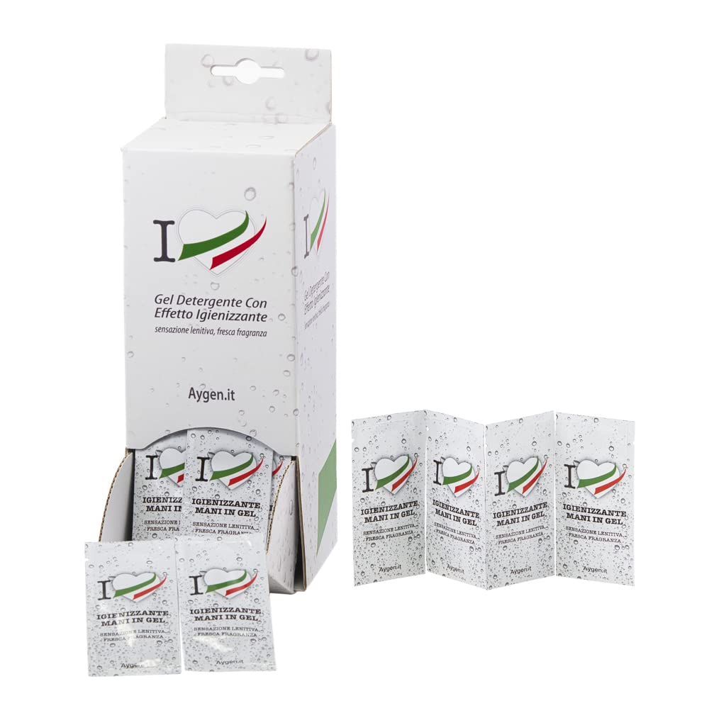 Aygen Gel Detergente Mani con Effetto Igienizzante – Mani Fresche e Morbide, con Olio Essenziale di Limoni di Sicilia, Asciugatura Rapida, Non Appiccica (100 Bustine box Family)