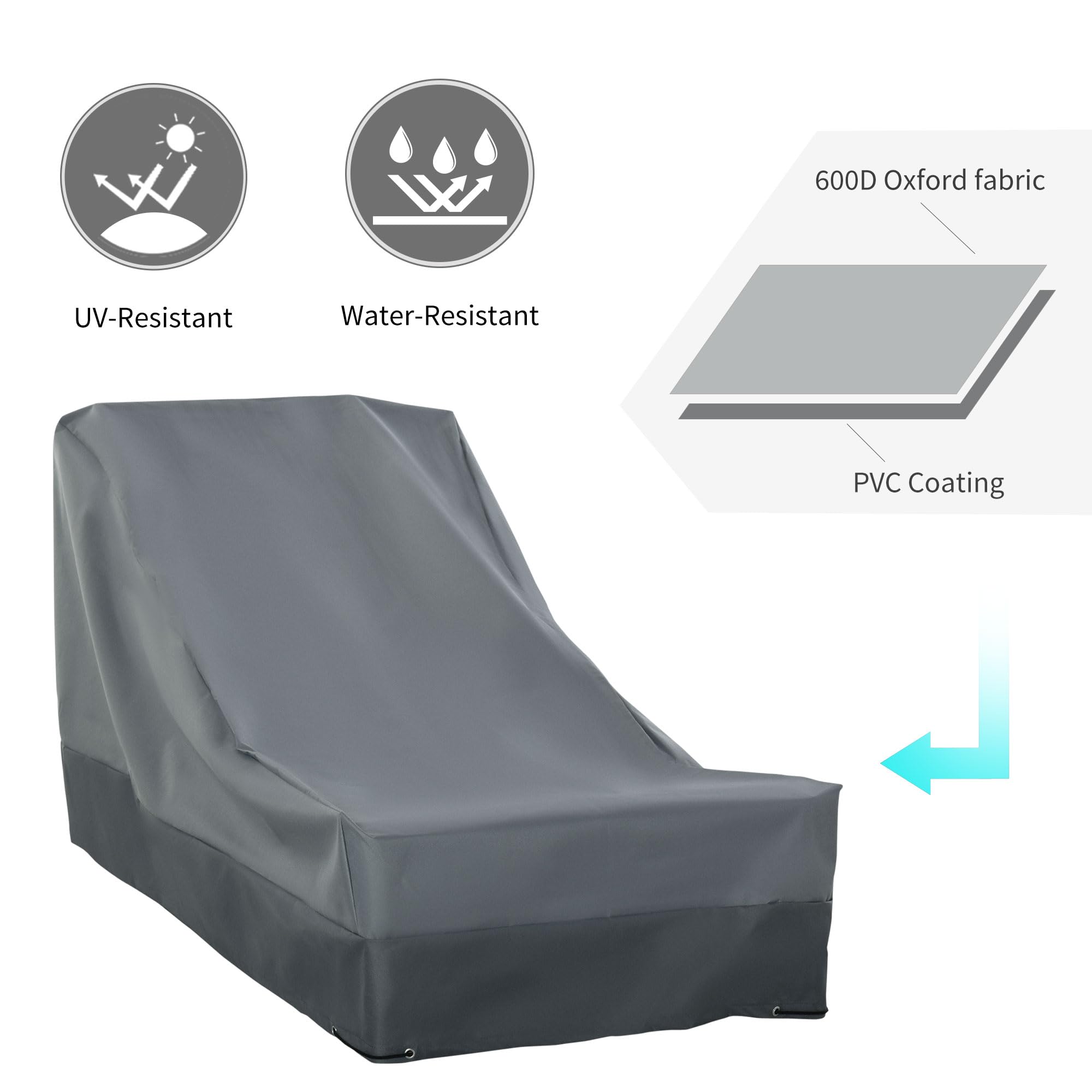 Outsunny Housse rectangulaire de patio UV pour chaises 200 x 86 x 82 cm