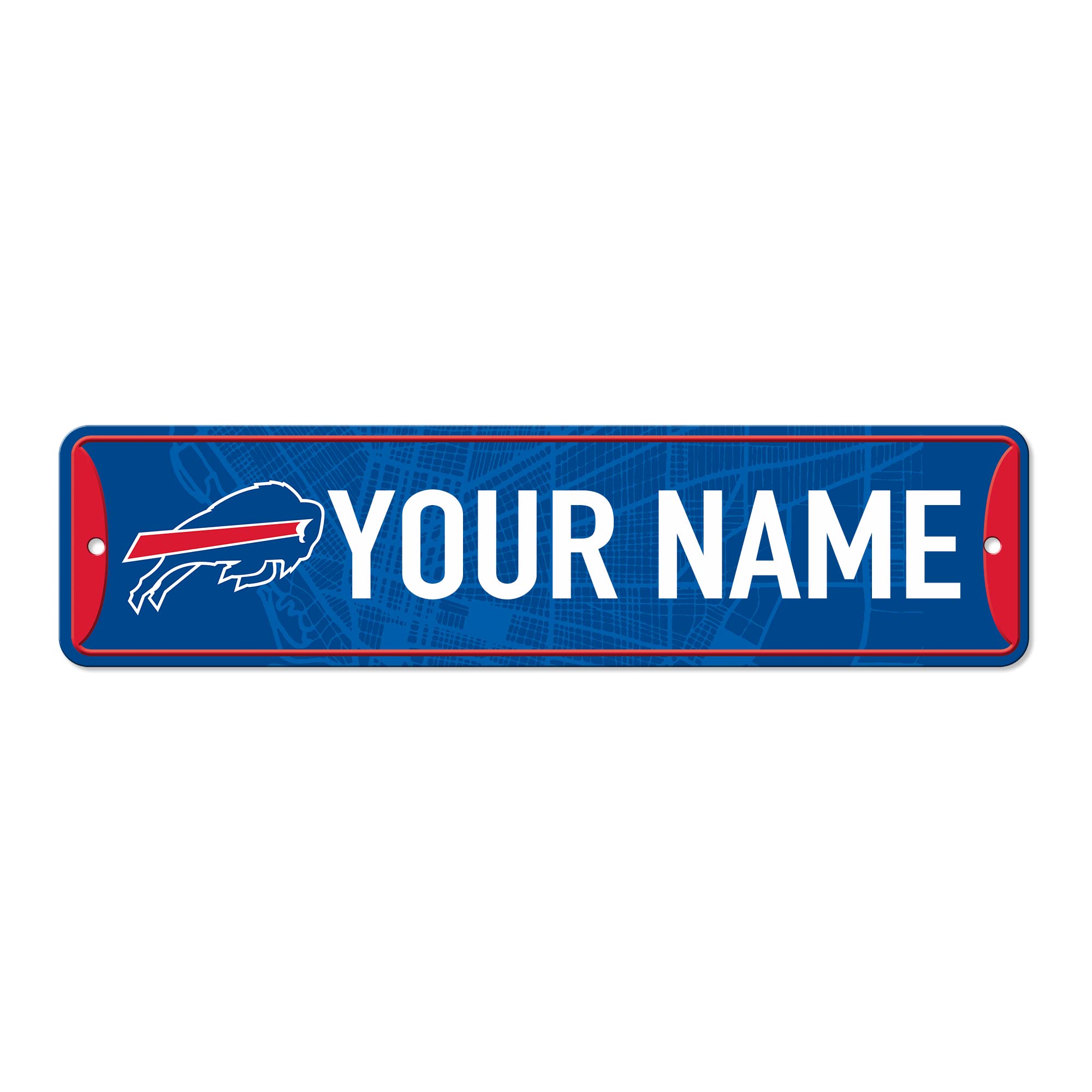 Rico Industries NFL Football Buffalo Bills Primary Personalized Metal Street Sign 4" x 15" Home Décor - Bedroom - Office - Man Cave