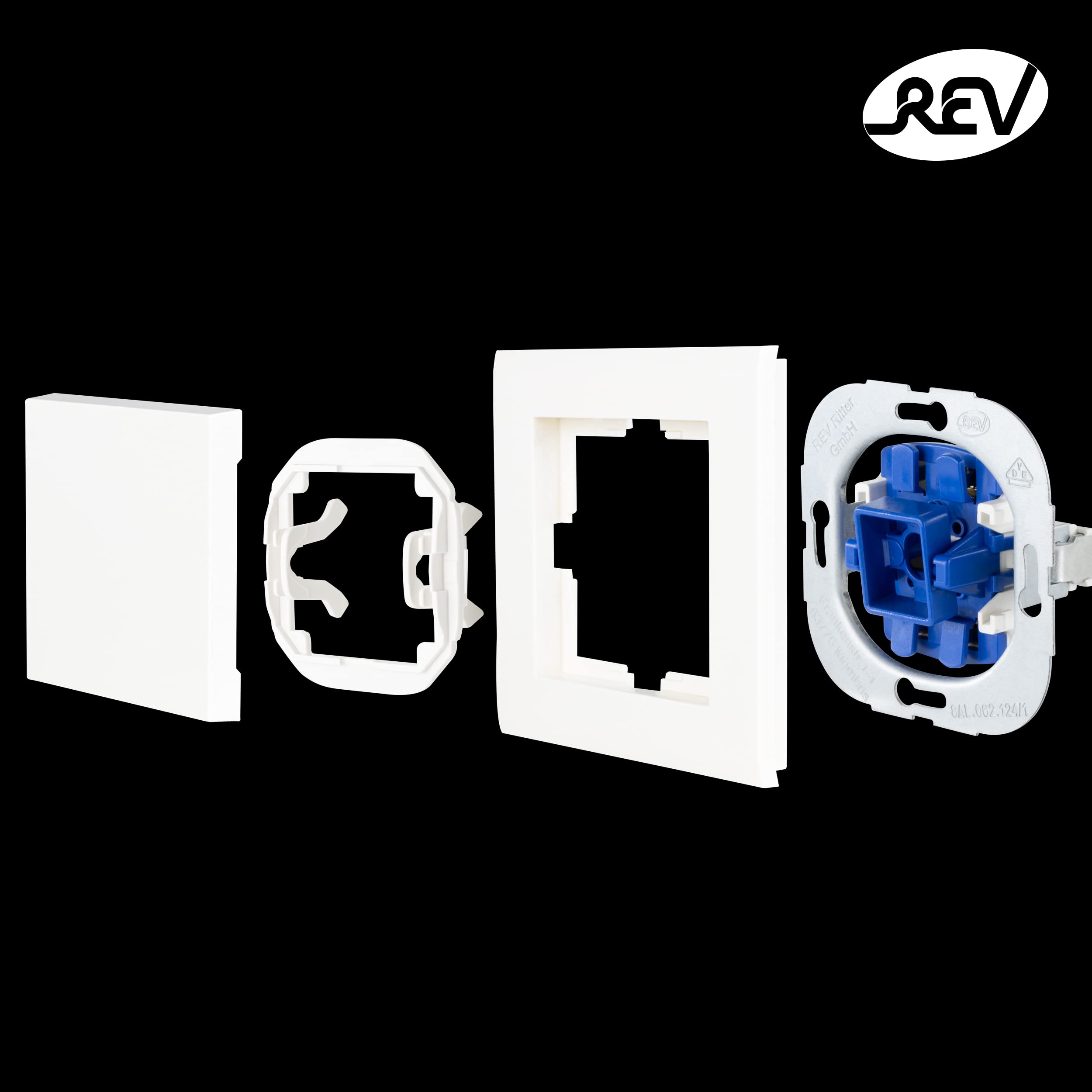 REV 0239640106 Matrix Cover for Blind Switch Matte White Surface-Mounted Installation, Rollladen - Image 4