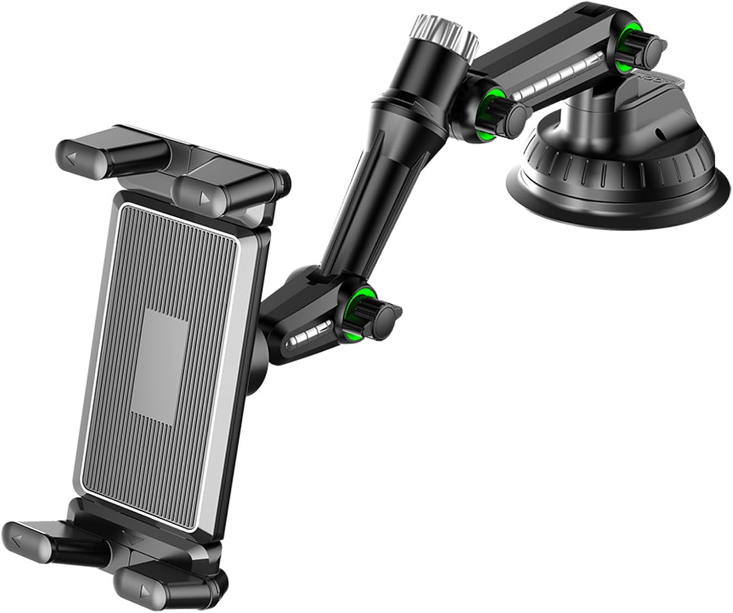 Car Mount Tablet Holder with Extended Suction Cup Arm Foldable for Truck and Vehicle Use 360Degree Rotating