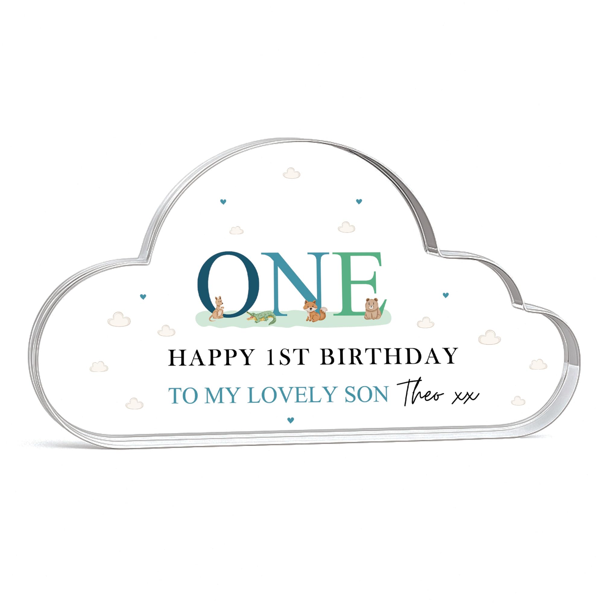 Red Ocean Happy 1st Birthday Gift For Son Personalised Nursery Decor ONE Decoration First Birthday Gift For Baby Boy Grandson Nephew Godson Son Keepsake