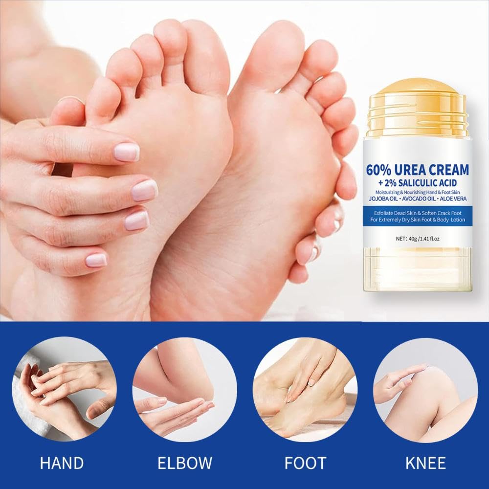 60% Urea Cream for Cracked Heels & Dry Skin Care, Fast Absorbing, Non-Greasy Moisturising Formula with Jojoba Oil - Image 4