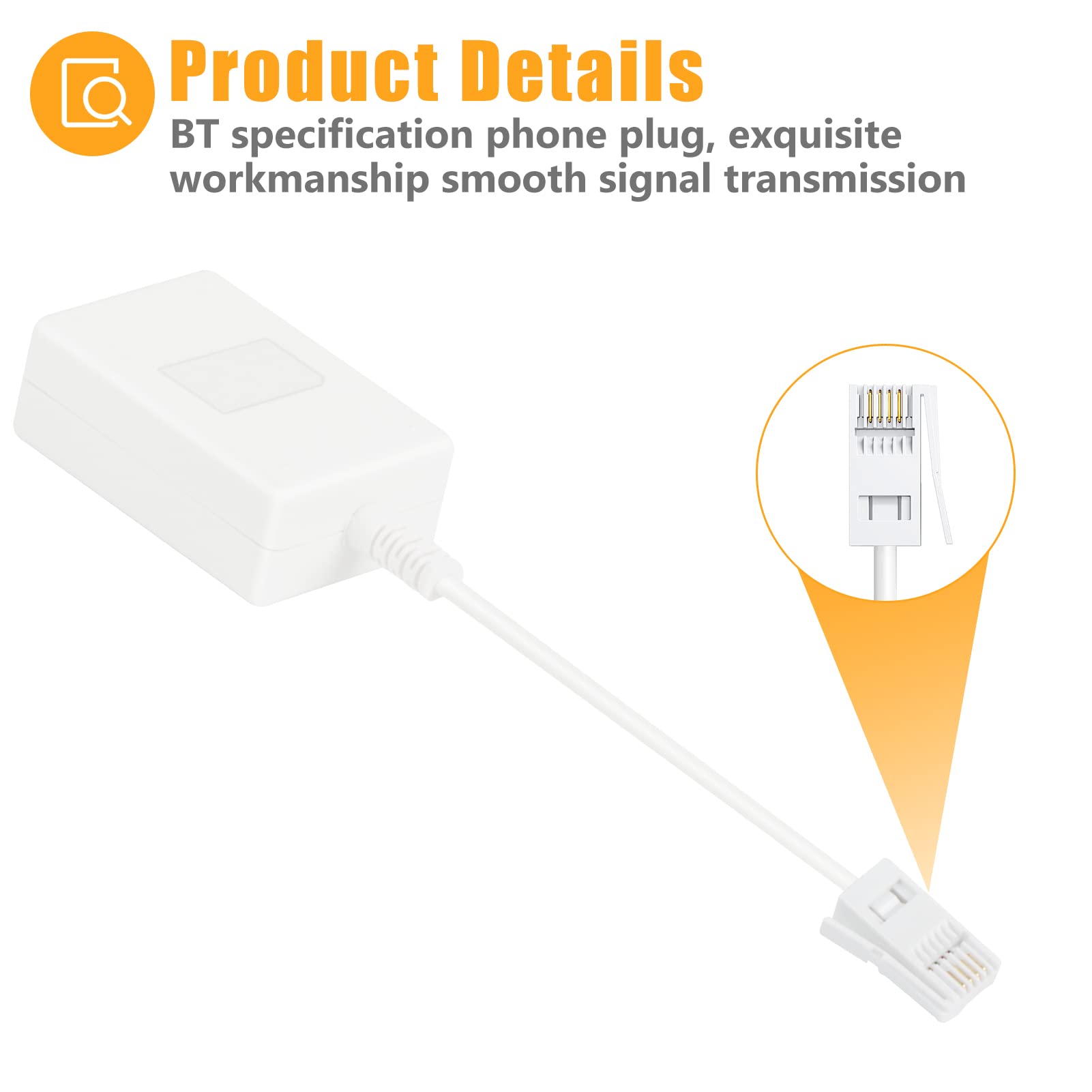 Microfiltro Splitter ADSL TIANXUAN - Da Spina BT A RJ11 Per Telefono E