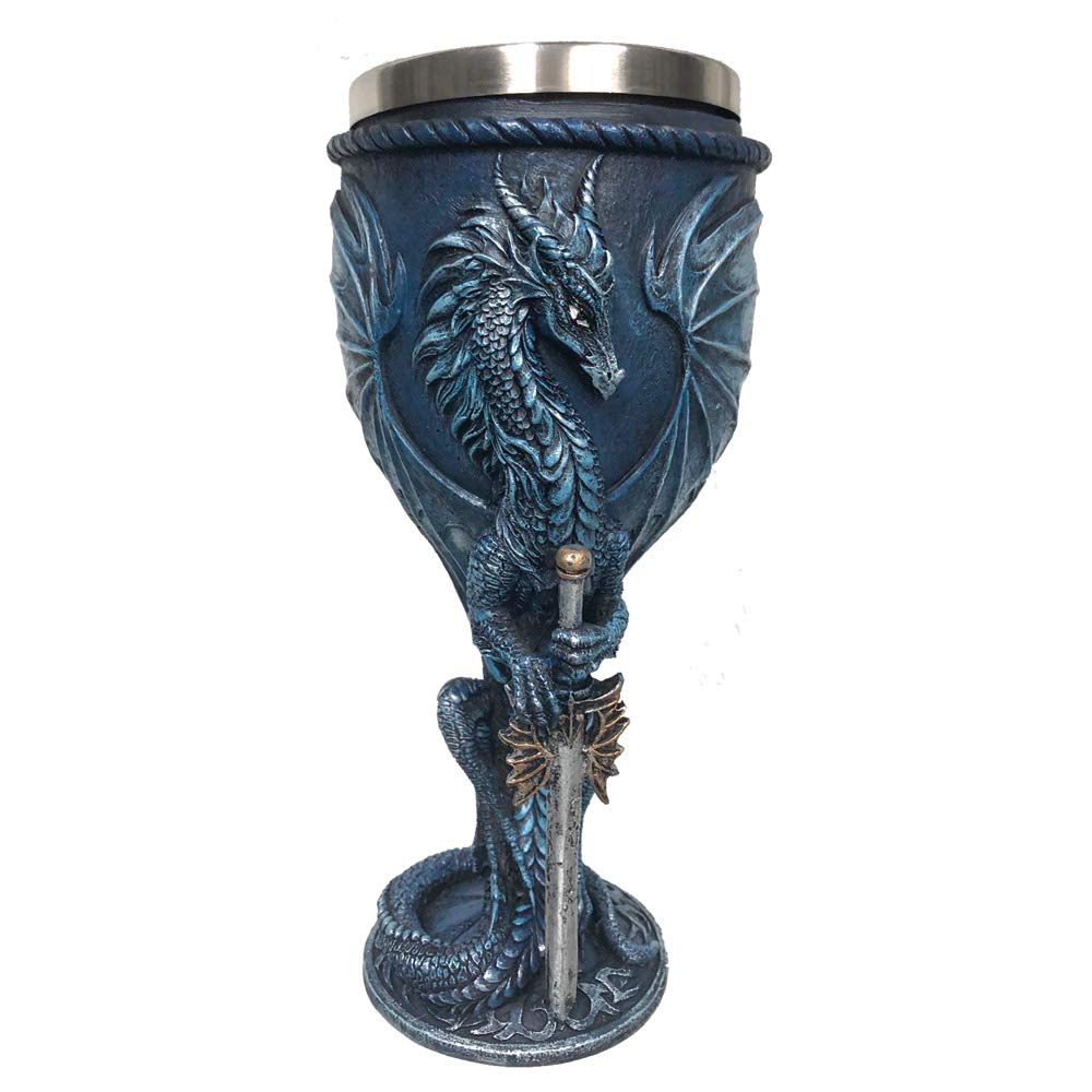 Nemesis Now Ruth Thompson Sea Blade Blue Water Dragon Goblet Glass, One Size