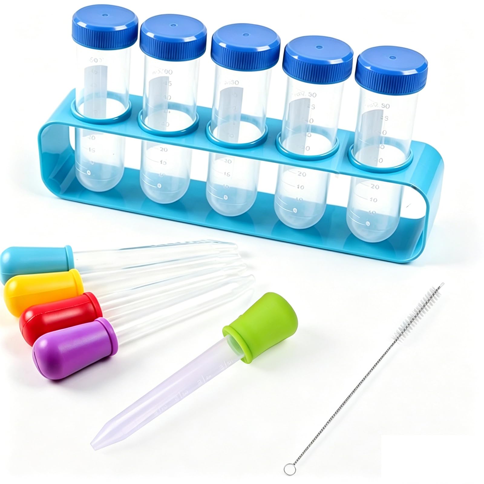 12 Pcs Potion Making Kit for Children, Pipettes for Children, Test Tubes With Stand, Dropper Pipettes and Brushes, Science Class Tools, Preschool Science, Sensory Accessories