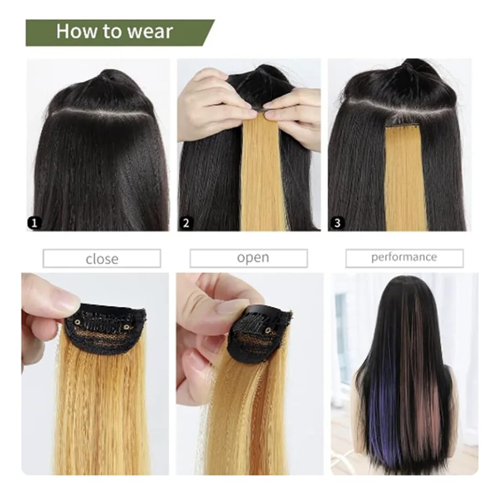 One Piece Clip In Hair Extension Highlights Streaks 25g - 40g Ombre Blue - Image 4