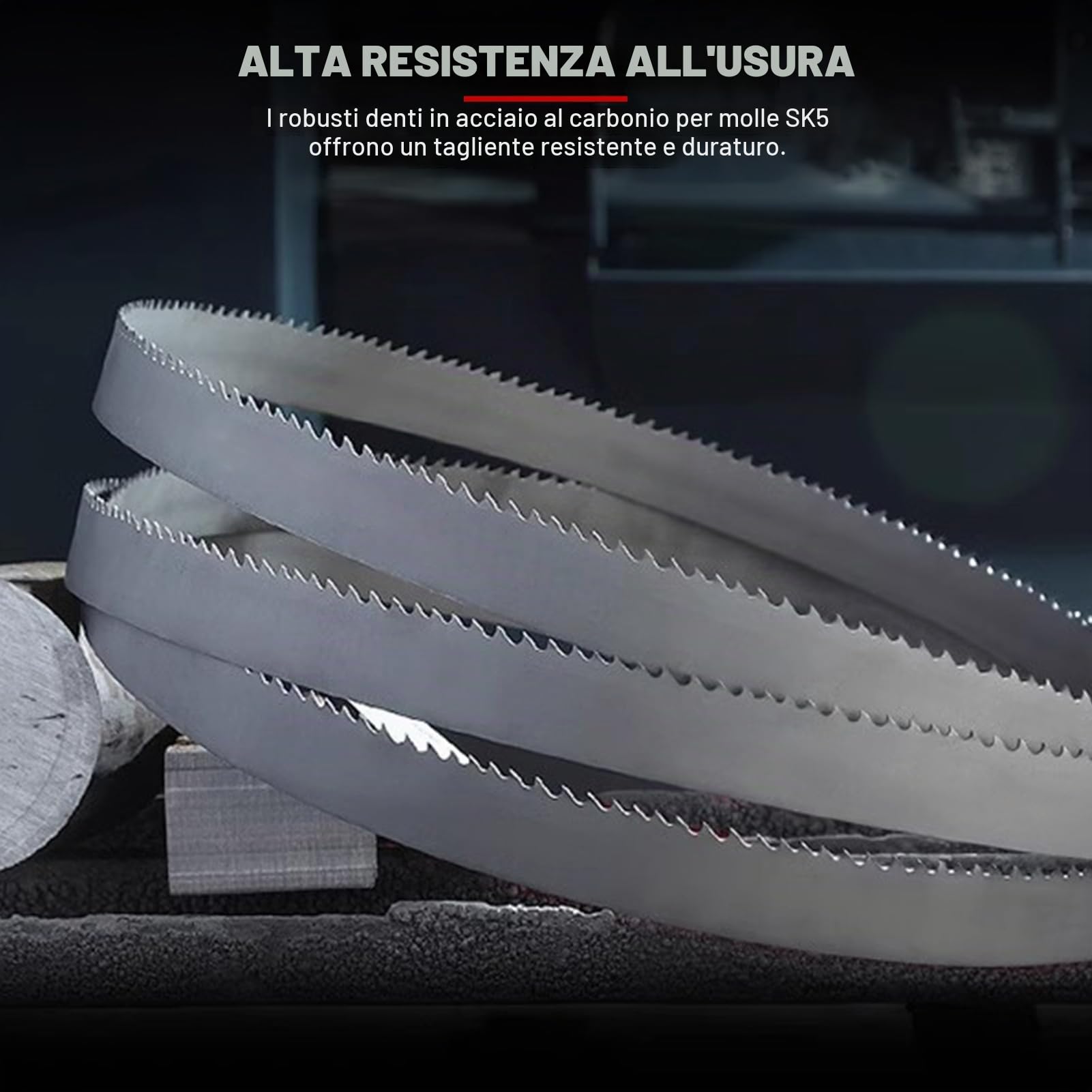 Lama per a nastro SK5 per lavorazione del legno, resistente al calore 1425 mm x 6,35 mm x 15 denti, utensile da taglio di lunga durata per materiali spessi