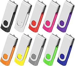 Cle USB 16Go Clé USB 2.0 Lot de 10 Mémoire Stick Lecteur USB Flash Drive Stockage Rotation Disque Pendrive pour Ordinateur Portable/PC/Voiture (10 Couleurs)