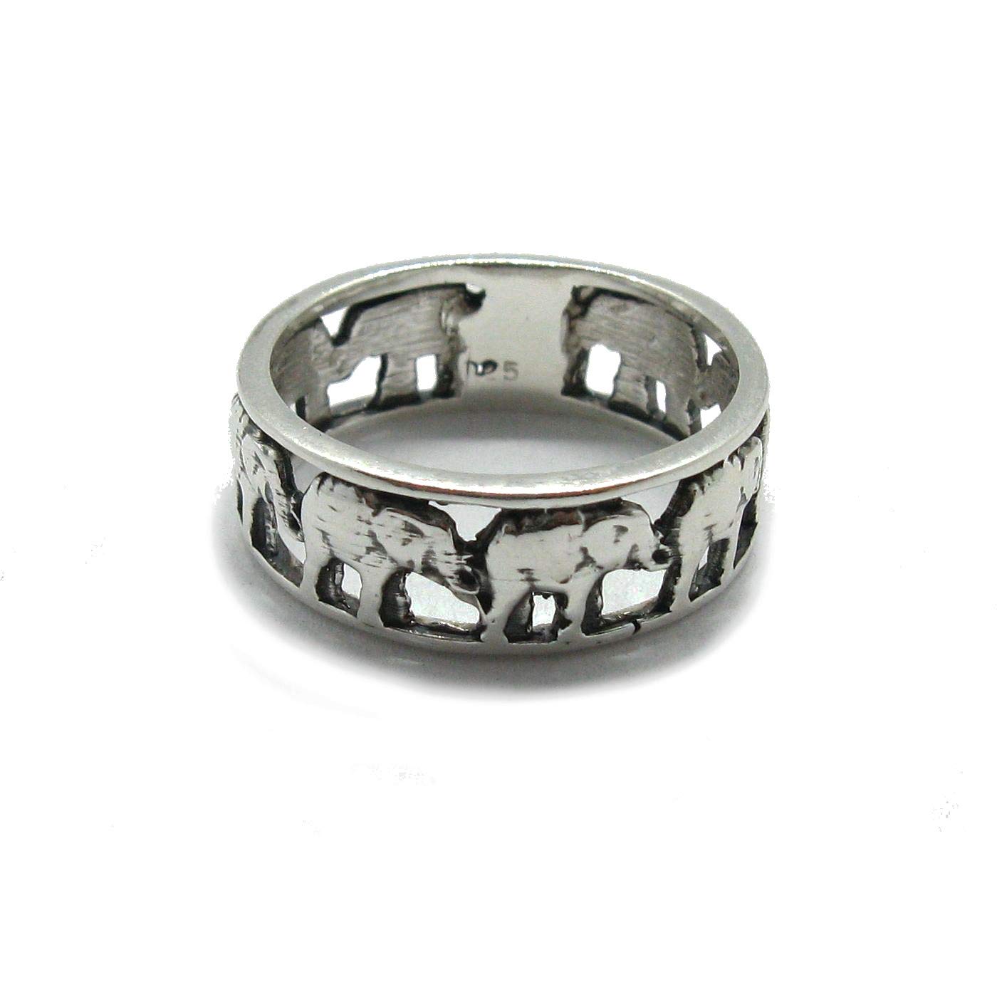 Anillo de plata de ley sólido 925 Banda de elefantes R001824