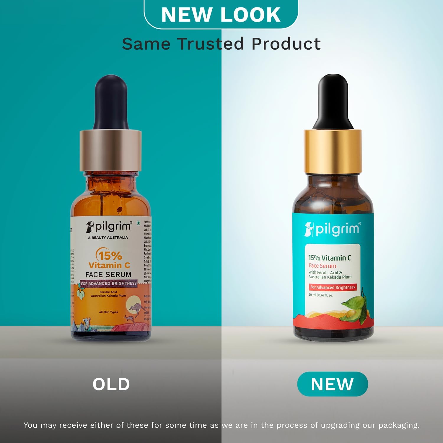 Pilgrim 15% Vitamin C Serum 20ml For Glowing Skin | Advanced Formulation With Ferulic Acid & Vitamin E |Reduces Dark Spots, Pigmentation |For All, Oily, Combination, Normal Skin |Men, Women