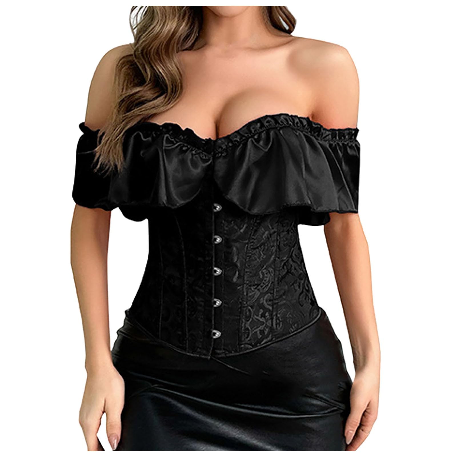 Sukienka Dirndl elegancki gorset z brokatowymi rękawami dla kobiet, na Halloween, średniowieczny, wiktoriański, kostium cosplay