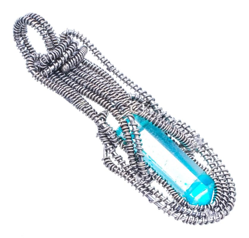 Pendentif quartz bleu fait main argent 925 cadeau idéal femme