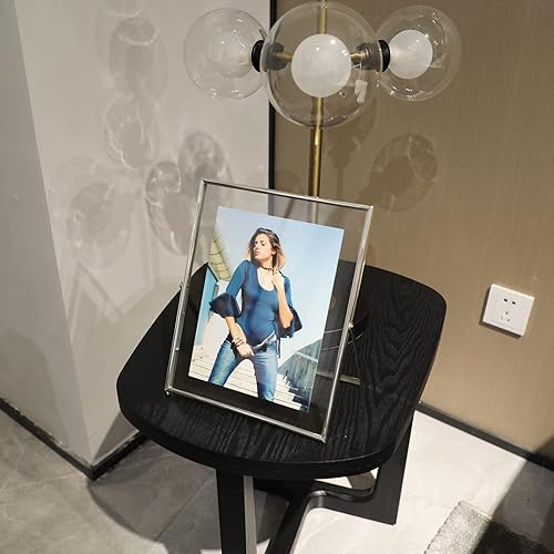 Miniatura 4 de Marco flotante plateado (8 x 10 pulgadas, vertical), para fotos de 7 x 9, 6 x 8, 5 x 7, marco de fotos de estante de mesa, regalo elegante para el